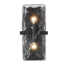  3164-WSC BLK-HWG - Aenon 2-Light Wall Sconce in Matte Black with Hammered Water Glass Shade